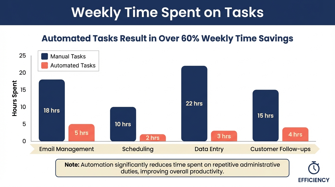Bar chart comparing time spent on manual tasks versus automated workflows